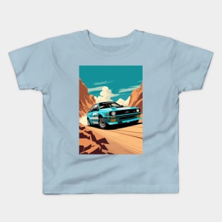 Rally Car Racing Blue Kids T-Shirt